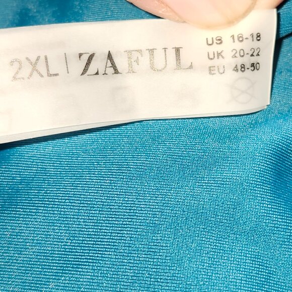 25247  Brand New Beautiful Teal ZAFUL 2-Piece Swim Suit Size 2X - Picture 10 of 14